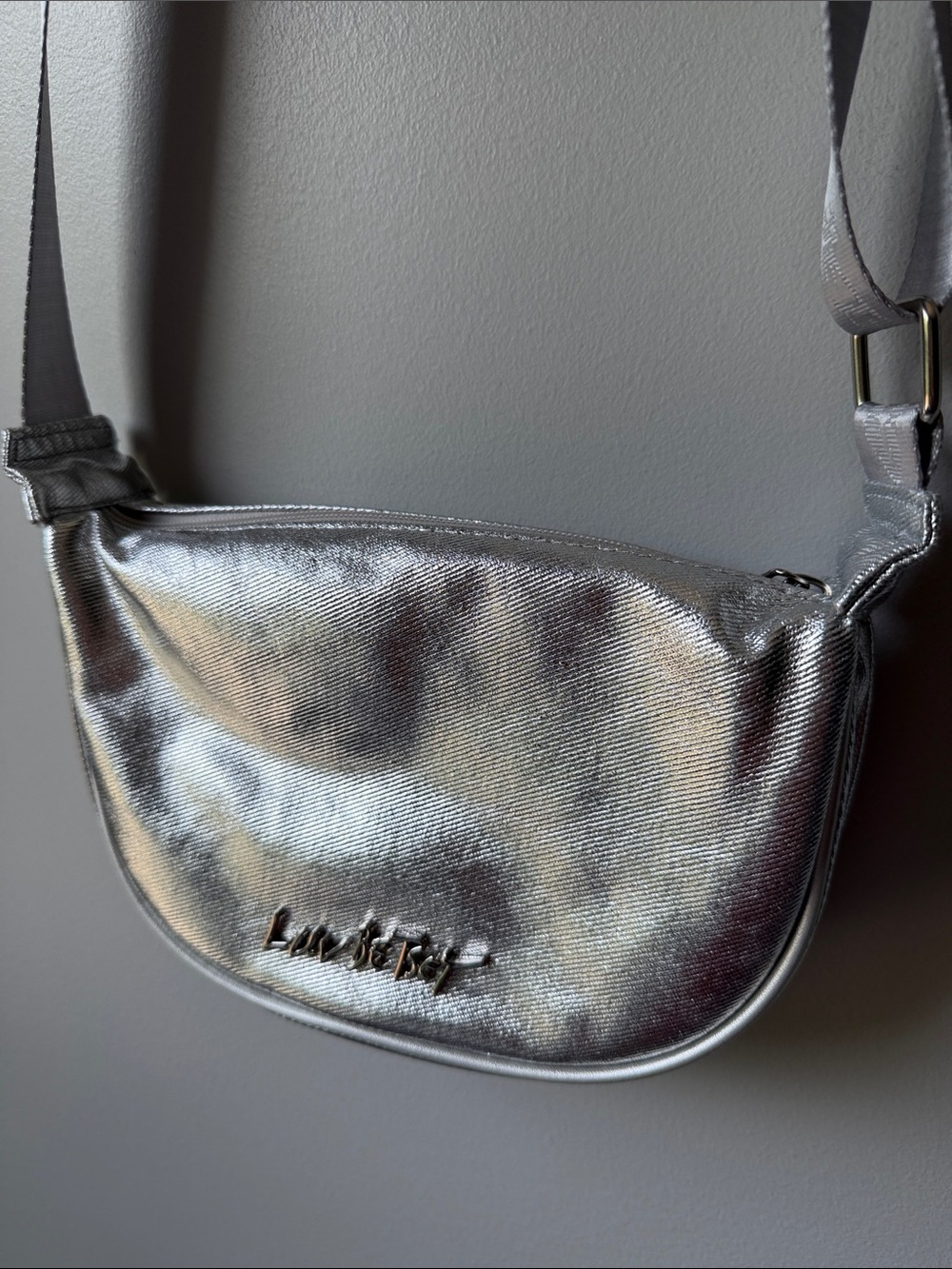 Luv Betsy metallic Silver Crossbody Bag with Adjustable Strap